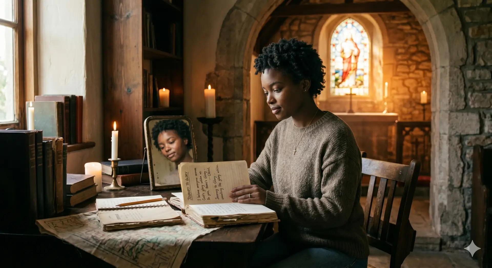 A lady opened a book